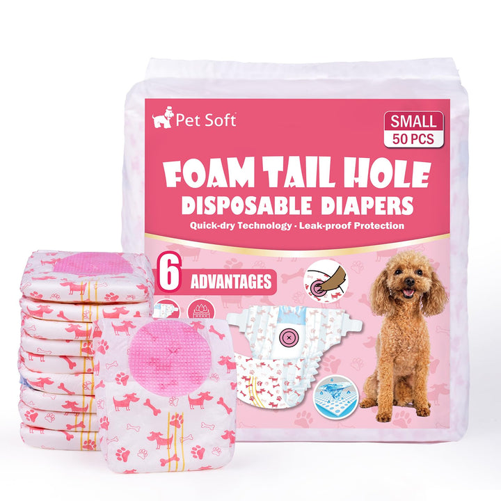 Pet Soft Hundewindeln für Hündinnen, 50 Stück Einweg Windeln für Hunde&amp;Katzen, Hochsaugfähige Katzen