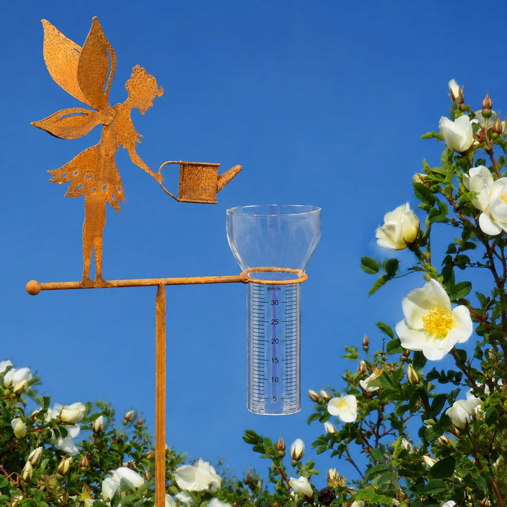 Pommerntraum ® | Regenmesser Niederschlagsmesser Pluviometer Edelrost Wetterstation Gartendeko Garte