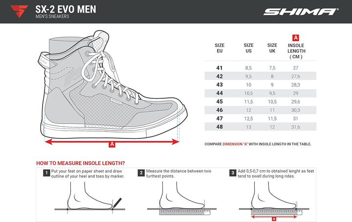 SHIMA SX-2 EVO Motorradschuhe für Herren - Atmungsaktiv, Verstärkte Leder Biker Motorradstiefel Männ