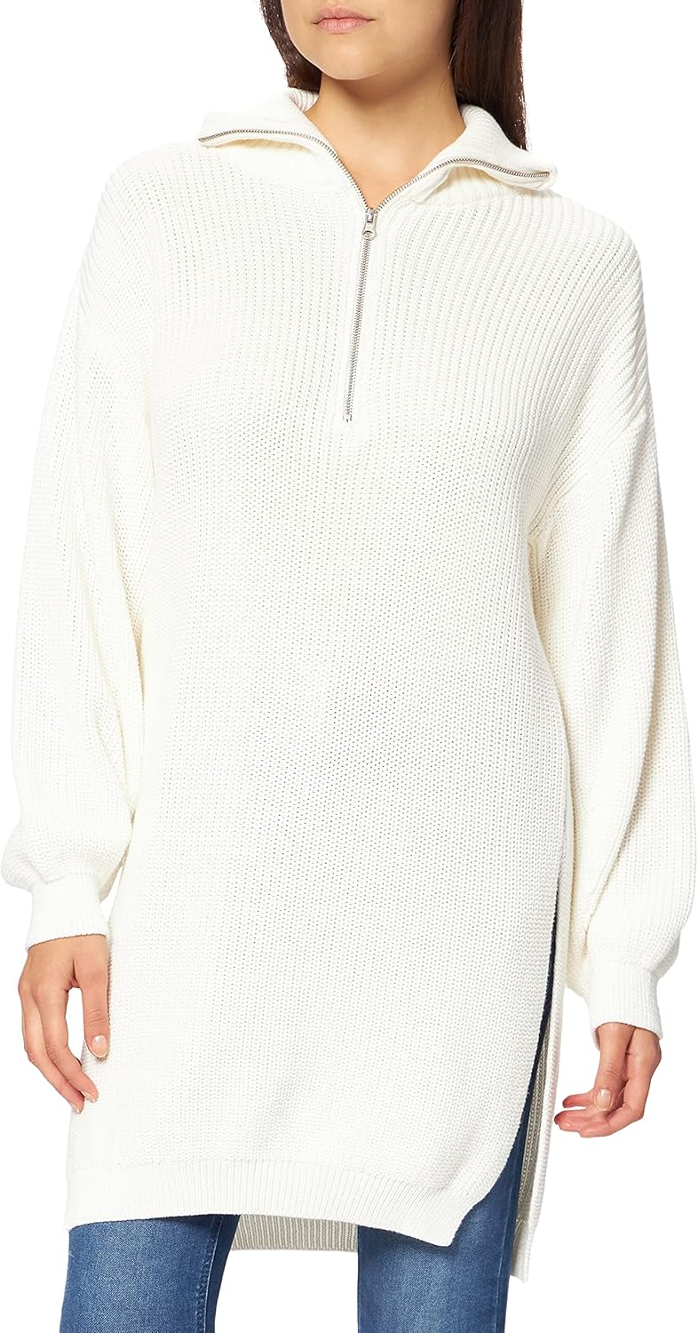 NA-KD Damen Side Slit Knitted Sweater Pullover XL Gebrochenes Weiss, XL Gebrochenes Weiss