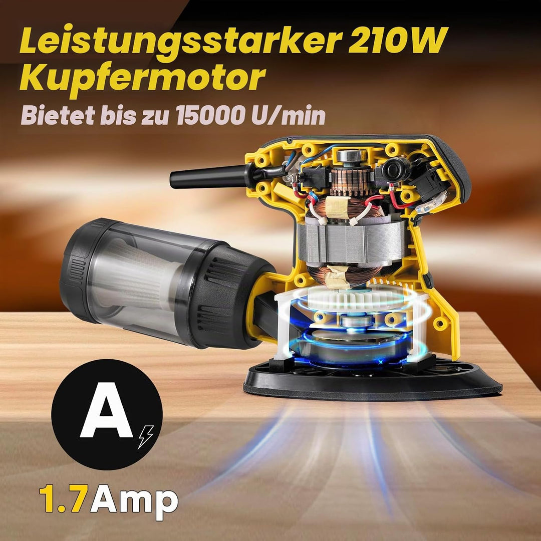 Enventor Deltaschleifer 210W, Schleifmaschine, Electric Orbital Schleifer mit 16 Schleifblätter, 150