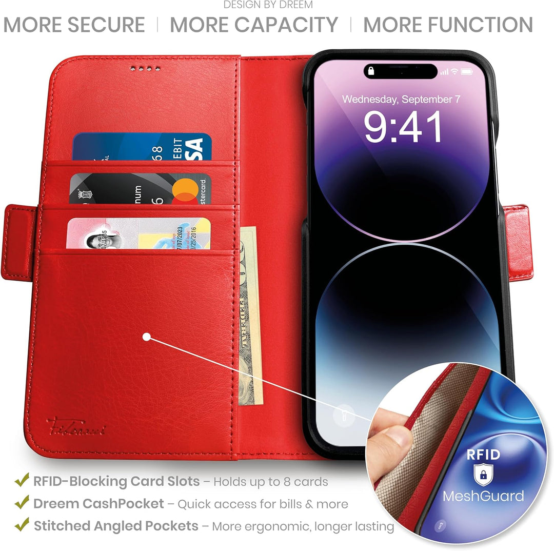 Dreem Fibonacci iPhone 14 Pro Geldbörsen-Hülle / 2-in-1 Stossfestes MagSafe Case und abnehmbares Lux