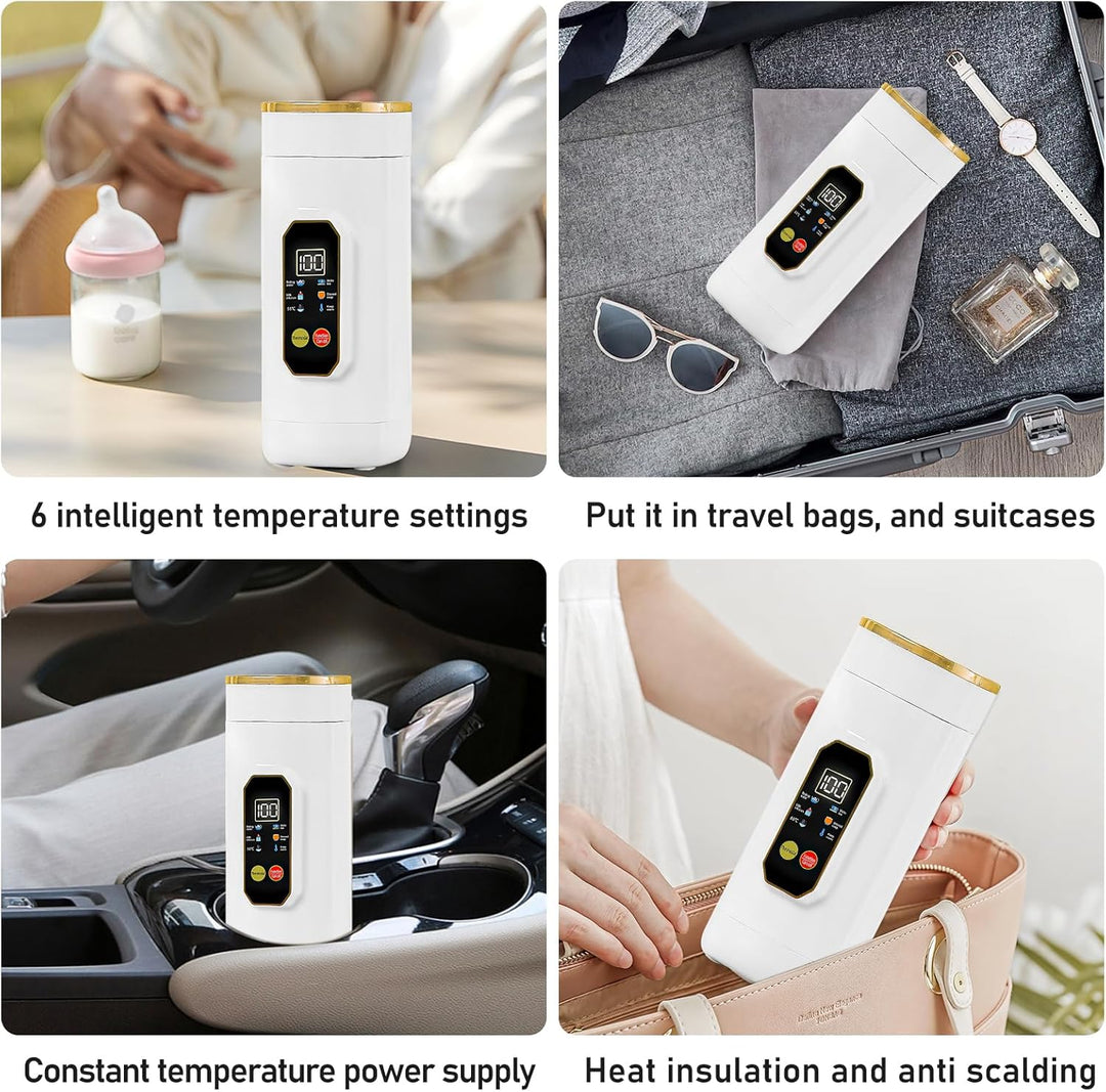 Reisewasserkocher Klein, 450ml Reise Wasserkocher Klein mit Temperaturregelung & LED Touch Display,