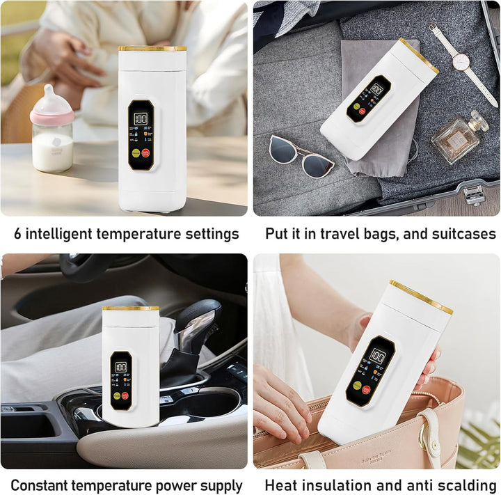 Reisewasserkocher Klein, 450ml Reise Wasserkocher Klein mit Temperaturregelung & LED Touch Display,