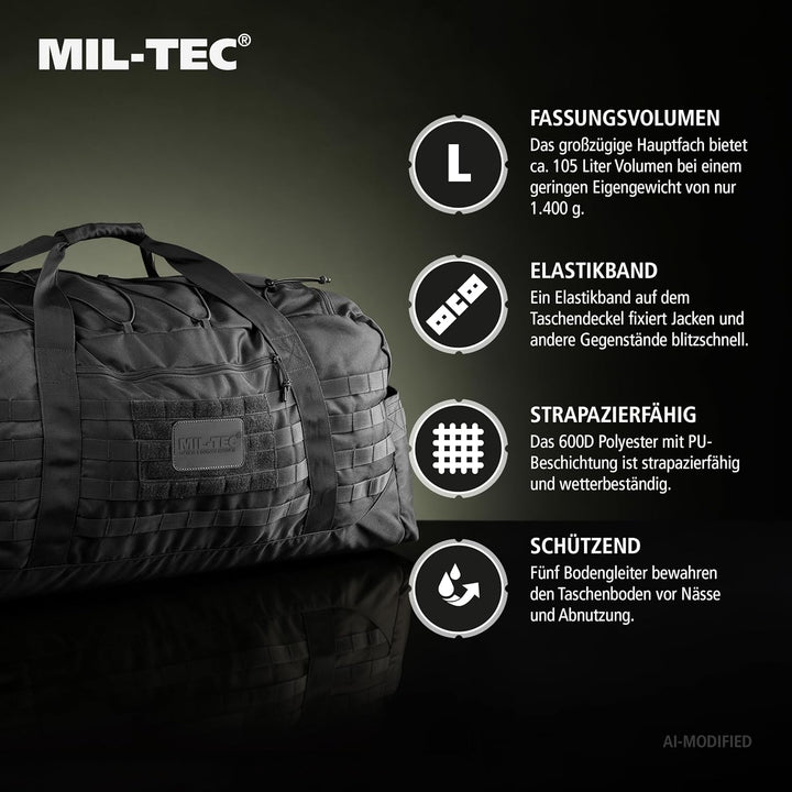 Mil-Tec Combat Fliegertasche Einheitsgrösse Schwarz, Einheitsgrösse Schwarz