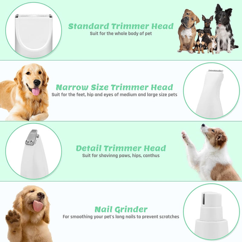 BENTFINE 4 in 1 Leise Schermaschine Hund Katze,Wiederaufladbar Haustier Schermaschine mit Krallensch