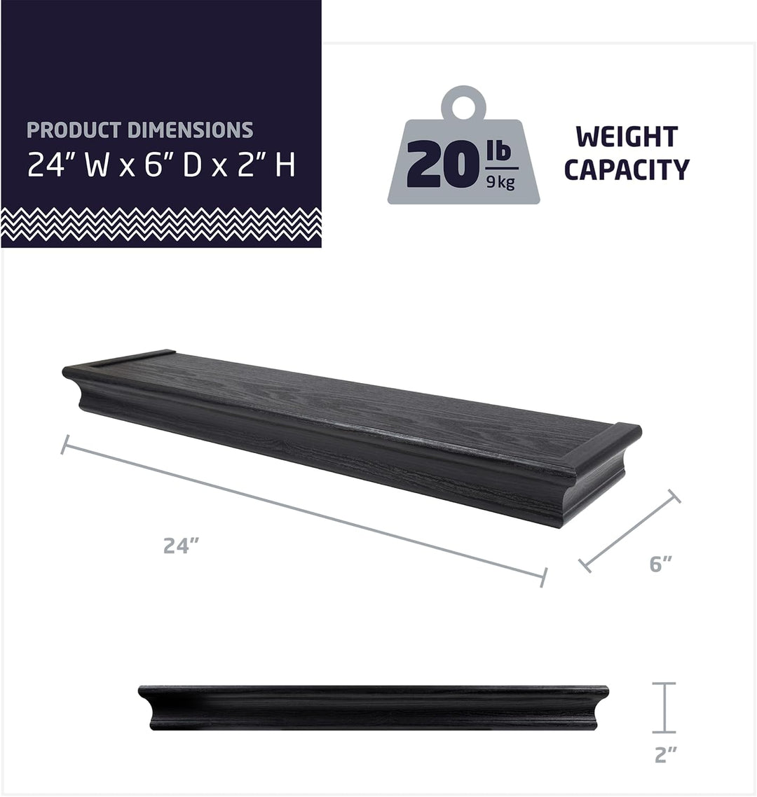HIGH & MIGHTY 515611 Dekoratives 61 cm schwebendes Regal hält bis zu 9 kg, einfache werkzeuglose Tro