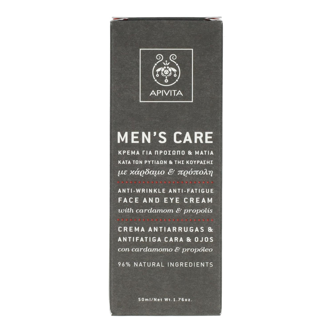 APIVITA MENS CARE Anti-Wrinkle, Anti-Fatigue Face and Eye Cream with cardamom & propolis 50ml
