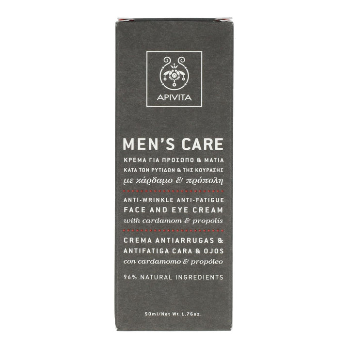 APIVITA MENS CARE Anti-Wrinkle, Anti-Fatigue Face and Eye Cream with cardamom & propolis 50ml