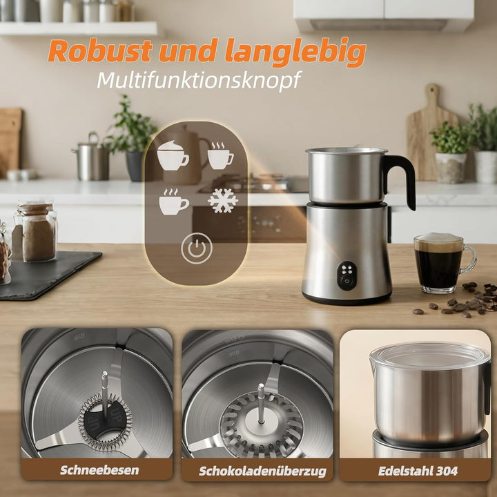 NAPASA Geteilter Elektrisch Milchaufschäumer für 250 ml Cremigen Milchschaum und 500 ml Heisse Milch