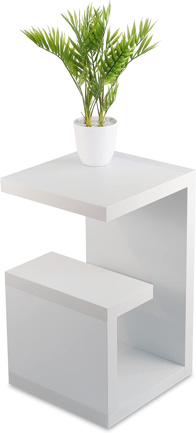 STEMA Seyfried Beistelltisch Gerd in Weiss - Nachttisch, Couchtisch 60x37x36 - Keine Montage fest ve