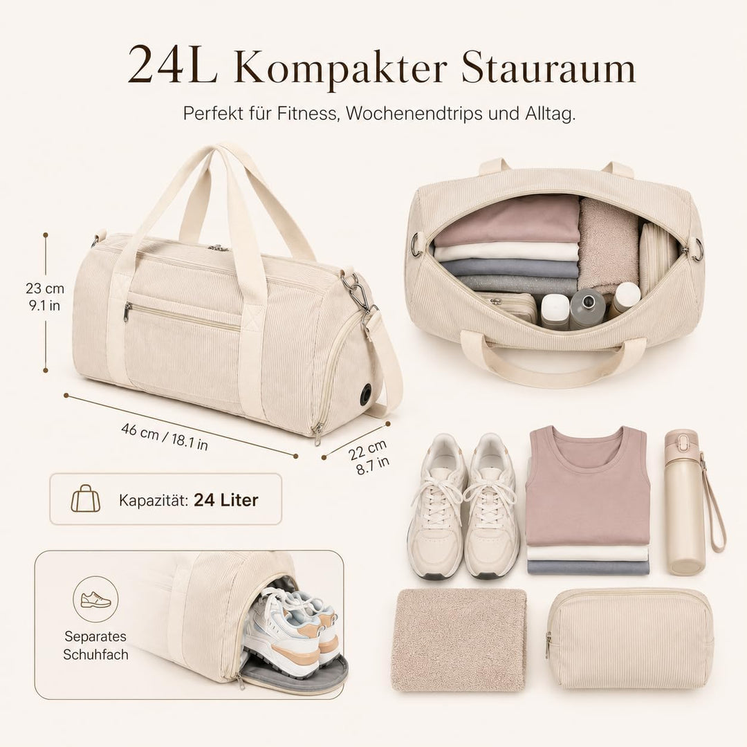 LOIDOU Sporttasche Reisetasche Damen Fitnesstasche mit grossem Schuhfach Nassfach Sport Travel Bag T