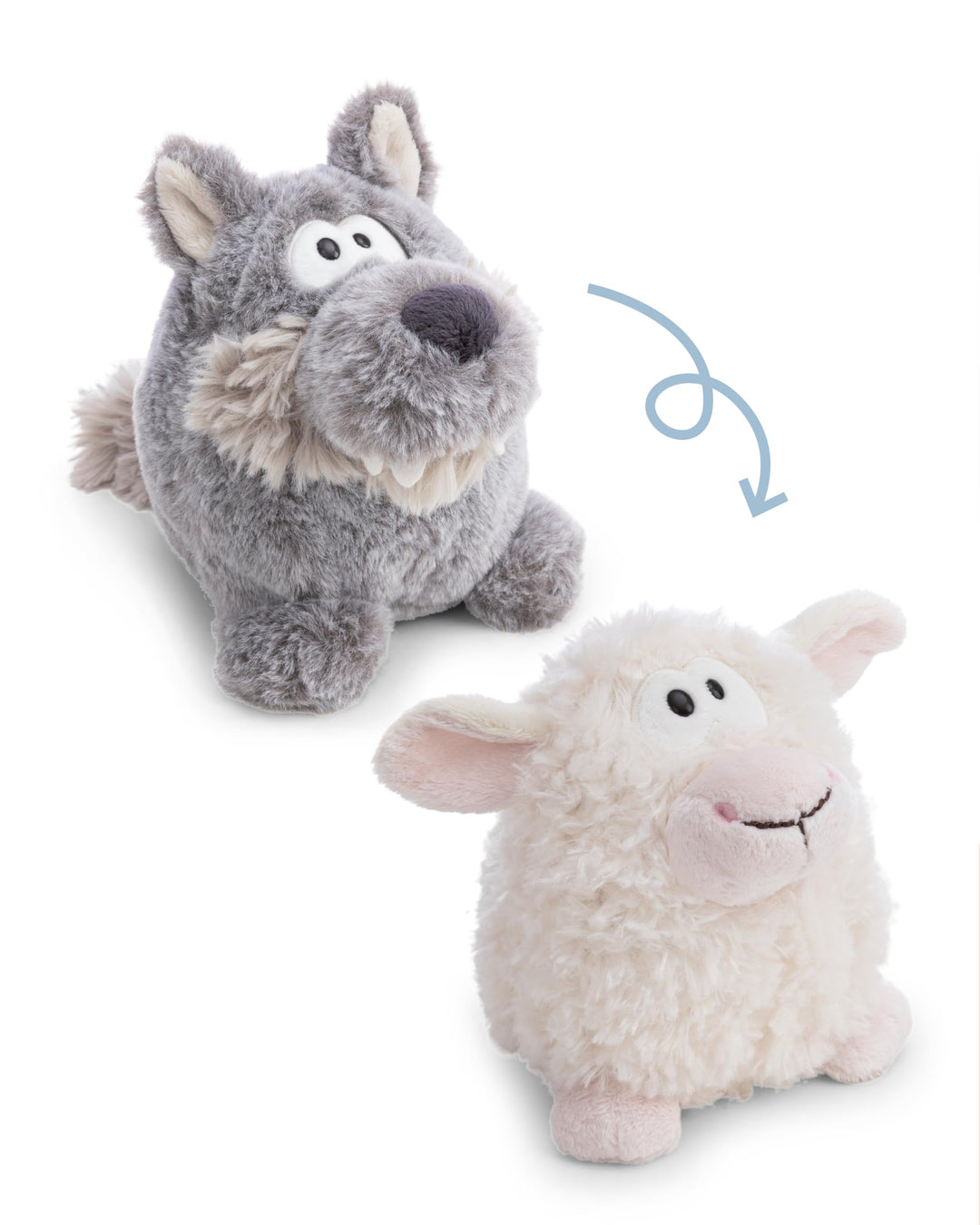 NICI Kuscheltier Wolf mit Wendefunktion 15cm 2 in 1 - grau - Weiches NICI-Plüschtier – Ideal zum Kus