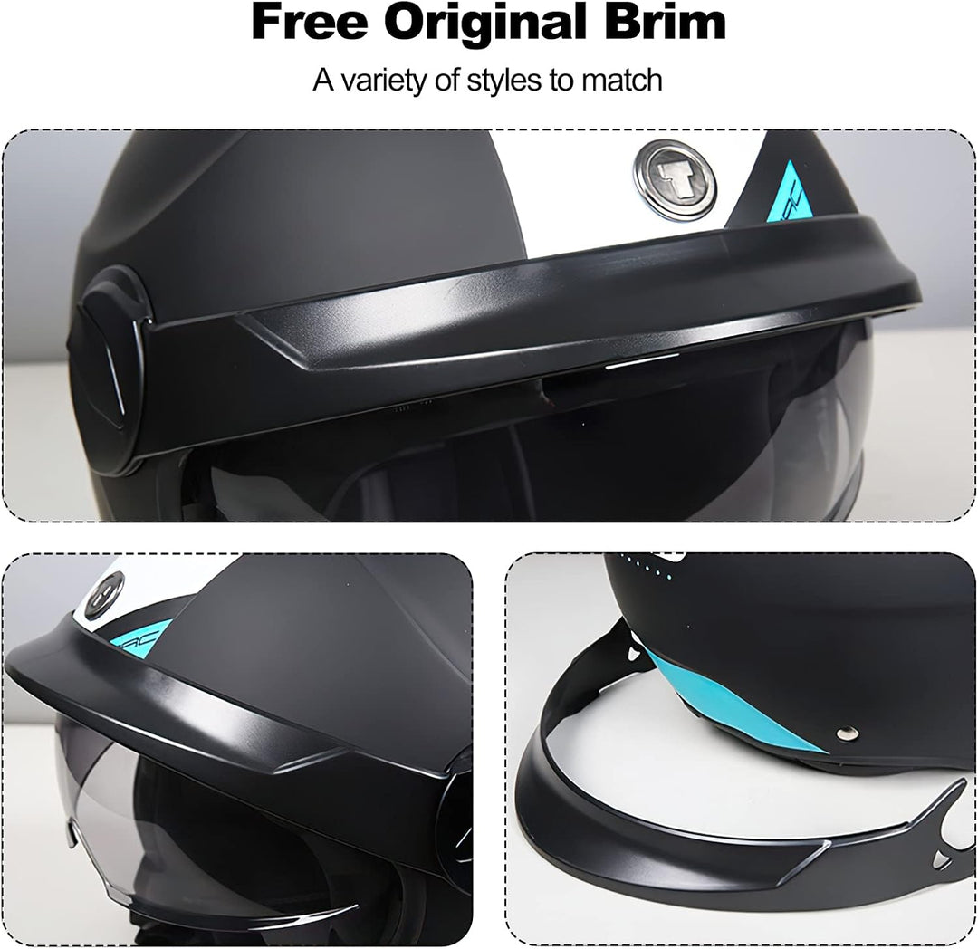 LIONCIANO Motorradhelm, ECE 22.06-zertifizierter halboffener Helm, offener Helm, Moto und Roller, Da