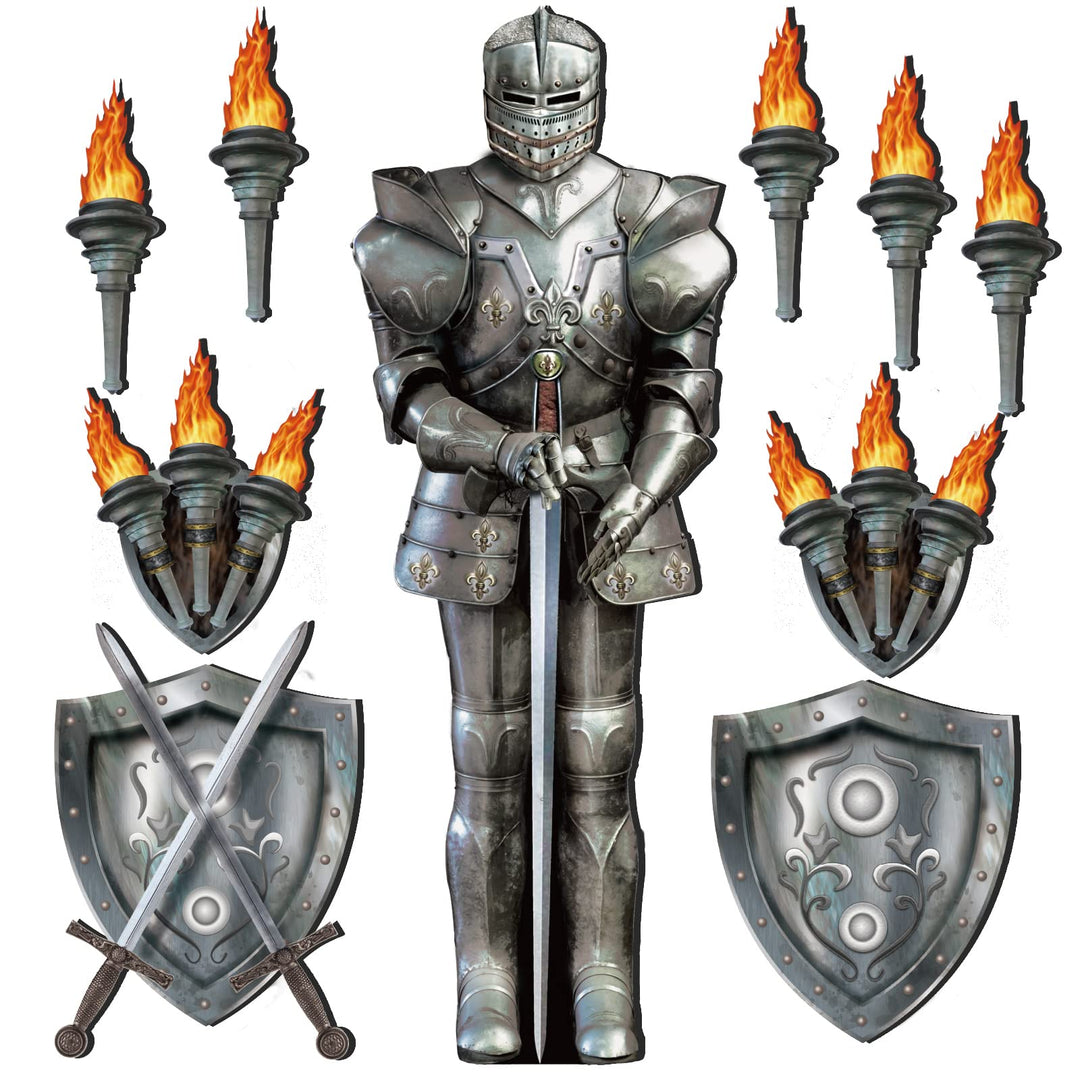 Honoson 10 Stücke Jointed Suit of Armor Knight Cut Out Mittelalter Party Dekorationen Fackel Requisi