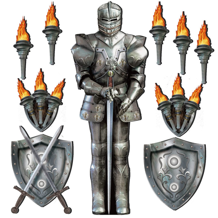 Honoson 10 Stücke Jointed Suit of Armor Knight Cut Out Mittelalter Party Dekorationen Fackel Requisi