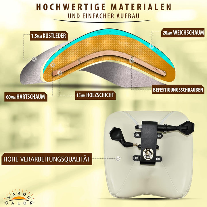 VAKON SALON - Sattelhocker mit Neigung Weiss, Sattelstuhl, Rollhocker höhenverstellbar von 50-65 cm,