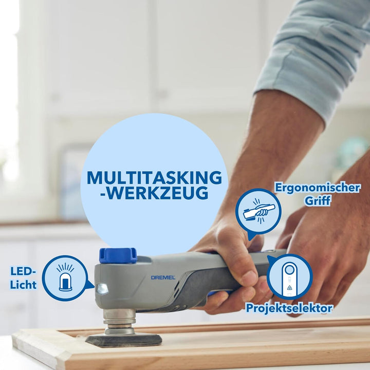 Dremel Blueprint 12V Bürstenloses Oszillierendes Multifunktionswerkzeug mit Anwendungsauswahl und va