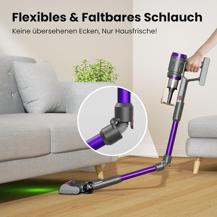 Akku Staubsauger, 600W/58000Pa/75Min, Laufzeit Staubsauger Kabellos mit Smart LED Display und Ladest