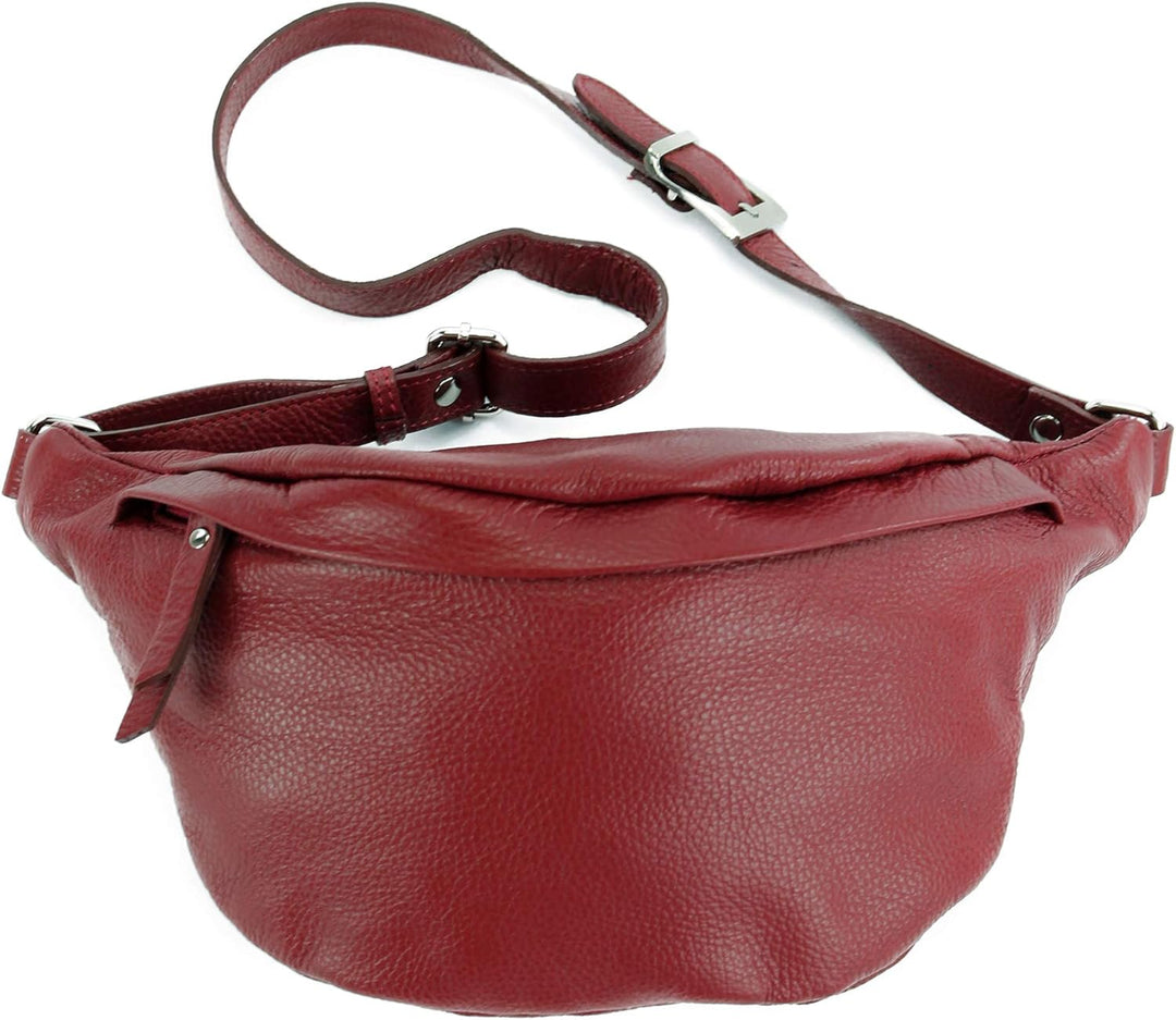 modamoda de - T77 - ital. Hüfttasche Bauchtasche Brusttasche Large aus weichem Leder, Farbe:Purpurro
