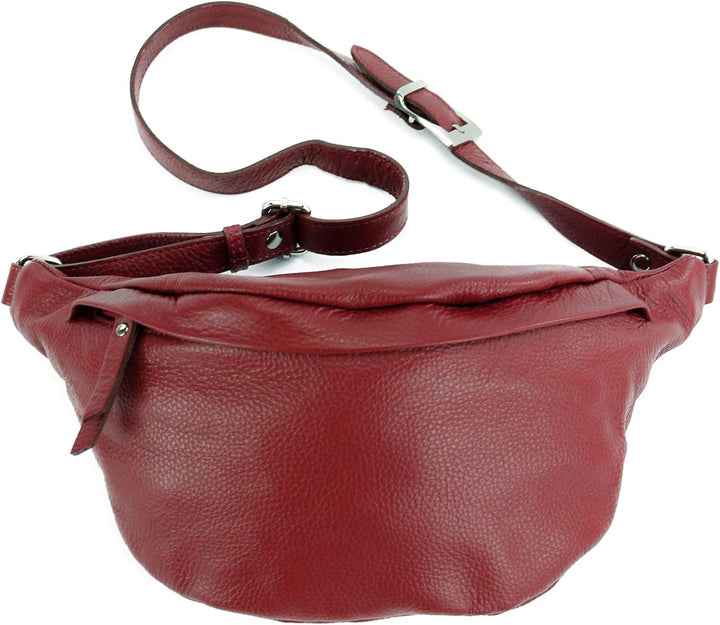 modamoda de - T77 - ital. Hüfttasche Bauchtasche Brusttasche Large aus weichem Leder, Farbe:Purpurro