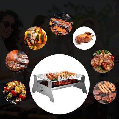 Onlyfire Tischgrill,mobiler Holzkohle-Grill, Grill-Grillrostsystem aus Edelstahl mit Tragetasche und