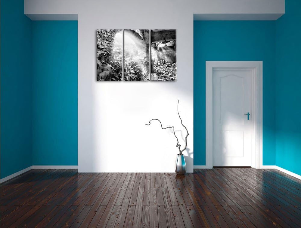 Pixxprint Alte Ruine als Leinwandbild | Grösse: 3 Teilig (120x80) | Wandbild| Kunstdruck | fertig be