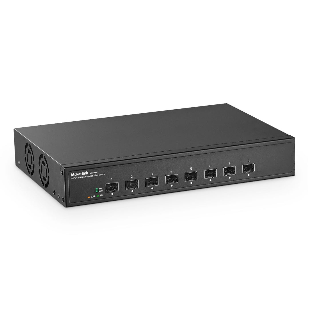 MokerLink Unmanaged 8-Port 10G SFP+ Glasfaser-Switch, 1G/10G SFP-Slot, 160 Gbit/s Desktop-Bandbreite