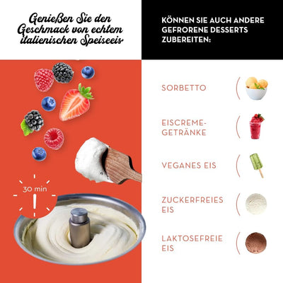 Musso Mini Lussino 4080 Gourmet Eiscreme-Maschine mit 2 Aromen und Silikonspatel | Italienische Eisc