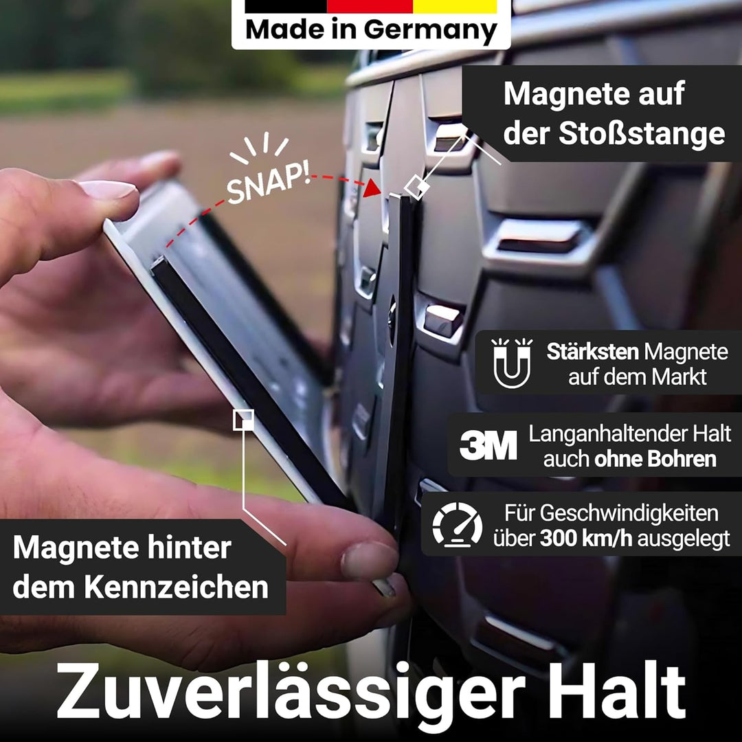 IVALITY Magnetischer Kennzeichen-Halter - Rahmenlose Nummernschild-Halterung für 1X Alu-Kennzeichen