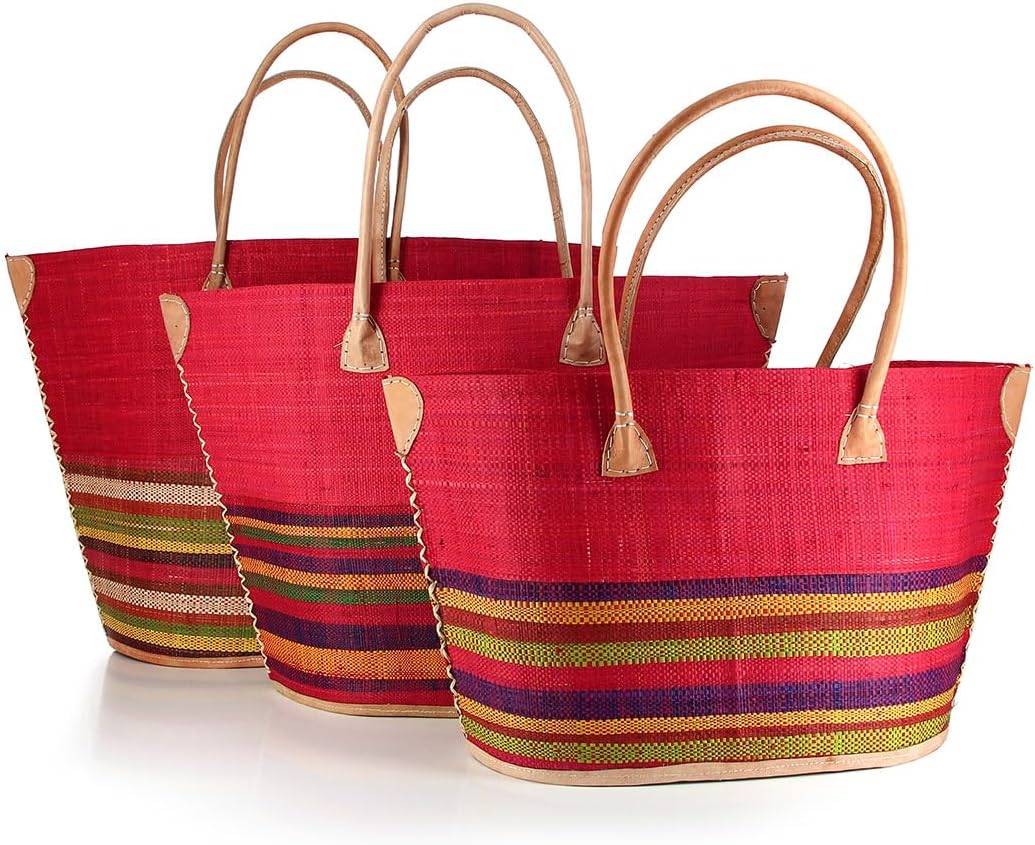 bunte Korbtasche aus Raphia/Bast Strandtasche Shopper Korb Einkaufskorb (IMITO), Imito