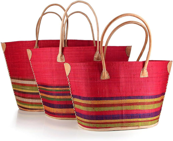 bunte Korbtasche aus Raphia/Bast Strandtasche Shopper Korb Einkaufskorb (IMITO), Imito