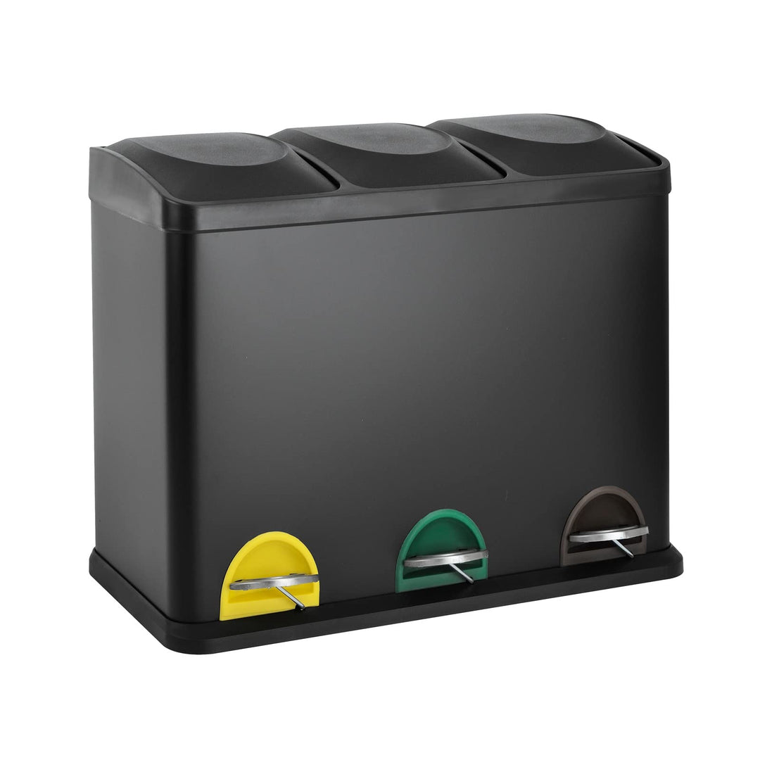 SVITA TC3X15 Treteimer 45 Liter Grau 3X 15L dreifach Abfalleimer 3er-Mülleimer Mülltrennung Küchen-E