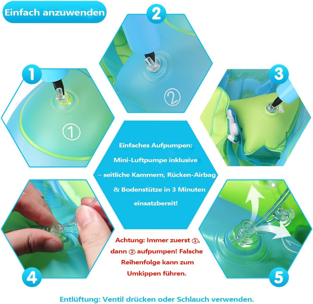 Baby Schwimmring Kinderschwimmhilfe geeignet für Kinder von 3 Monate bis 4 Jahre mit Sonnendach Blau