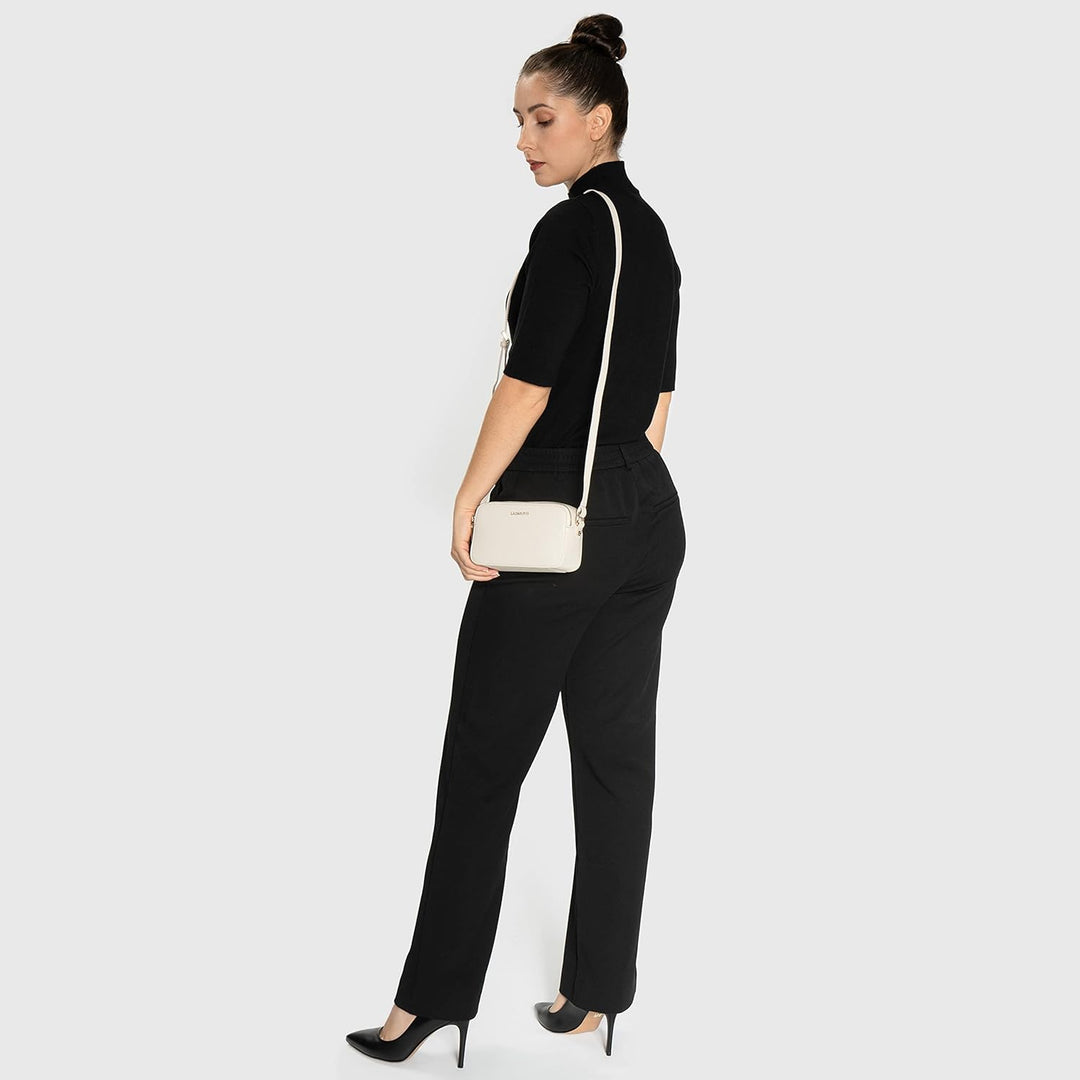 Lazarotti Bologna Leder Umhängetasche Damen | 2 Hauptfächer & längenverstellbarer Schulterriemen | m