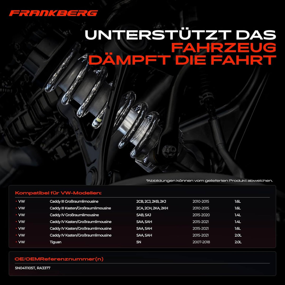 Frankberg 2x Federn Fahrwerksfeder Vorderachse Kompatibel mit Caddy III 2CB 2CJ 2010-2015 Caddy III
