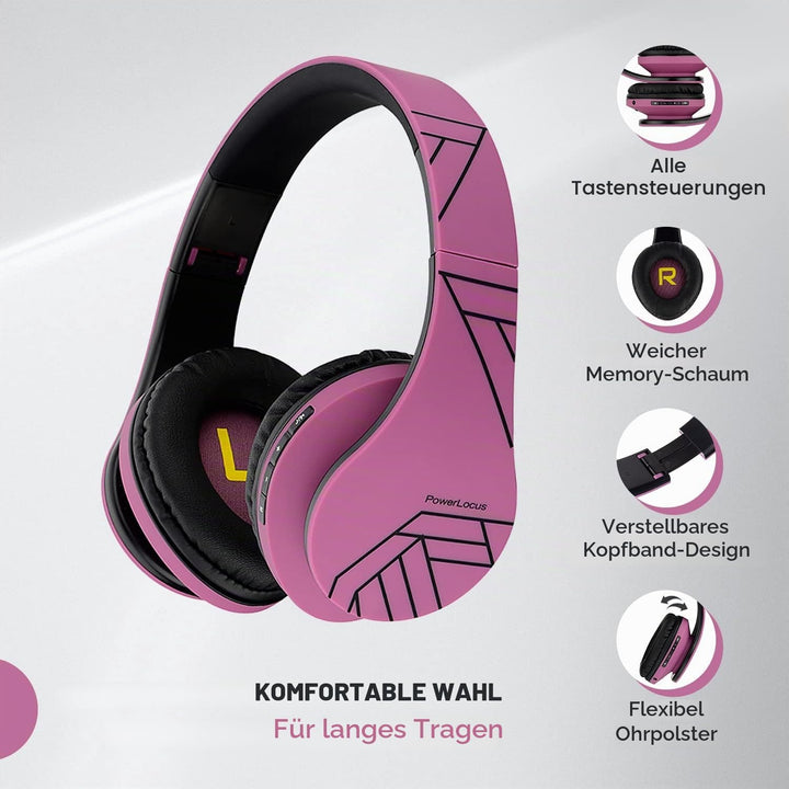 PowerLocus Bluetooth Over-Ear Kopfhörer, Kabellos Stereo Faltbare Kopfhörer Kabellose und Kabel-Kopf