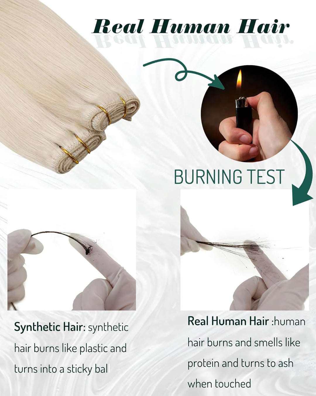 RUNATURE Tressen Extensions Echthaar Weissblond Glatt Echthaar Tressen Zum Einnähen Weisse Blondine