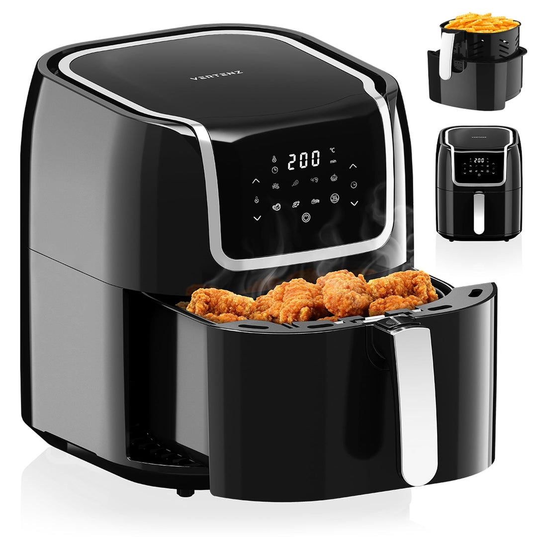 VERTENZ Taste 70 | Kompakte Heissluftfritteuse Airfryer XXL 7.7 Liter Fassungsvermögen | 8 Automatis