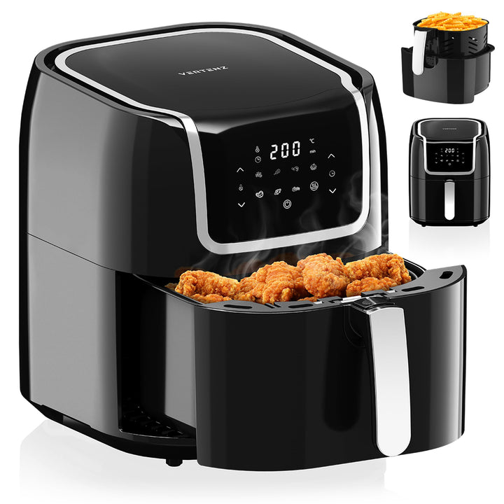 VERTENZ Taste 70 | Kompakte Heissluftfritteuse Airfryer XXL 7.7 Liter Fassungsvermögen | 8 Automatis