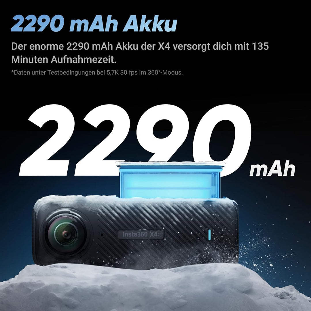 Insta360 X4 – wasserdichte 8K 360°-Action-Cam, 4K Weitwinkelvideos, Unsichtbarer Selfie-Stick Effekt