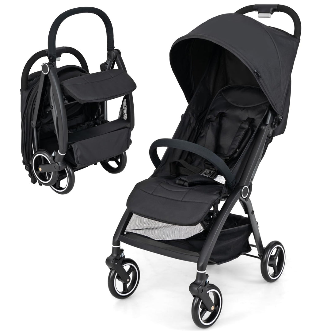 LIFEZEAL Faltbarer Kinderwagen mit neigbarer Rückenlehne, Kinderbuggy mit verstellbarem Sonnendach,