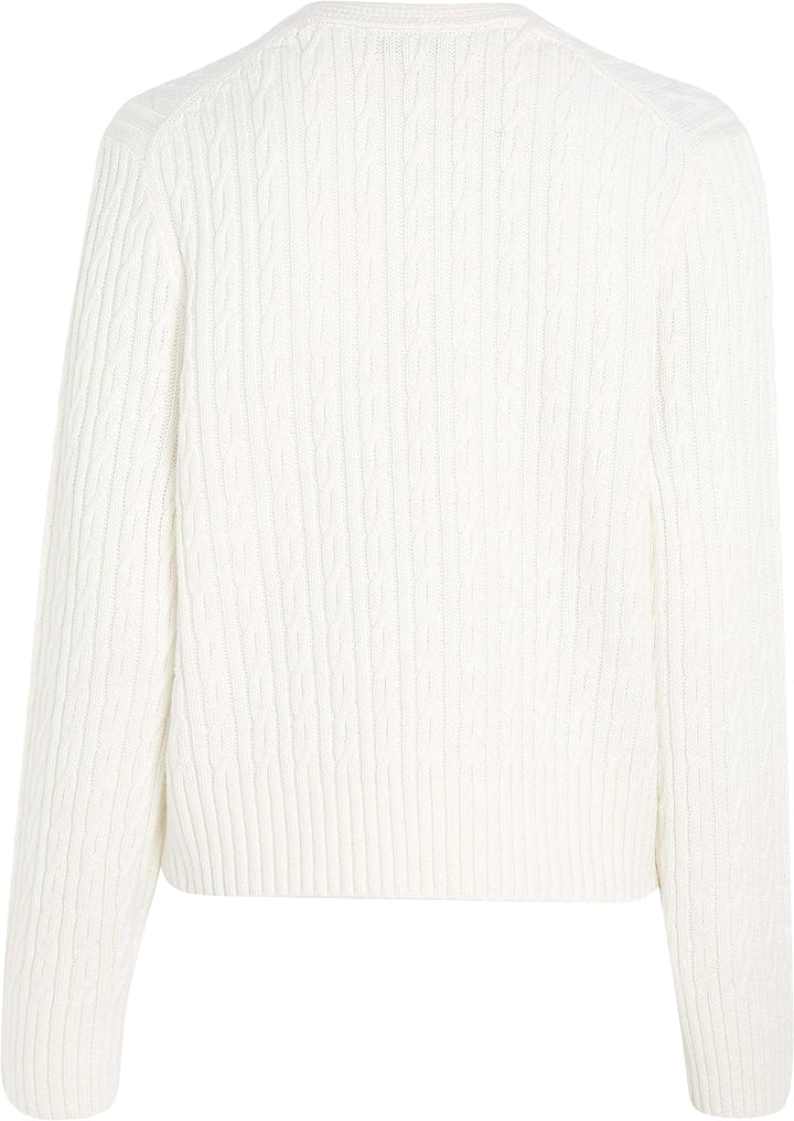 Tommy Hilfiger Damen Pullover, L Weiß (Ecru)