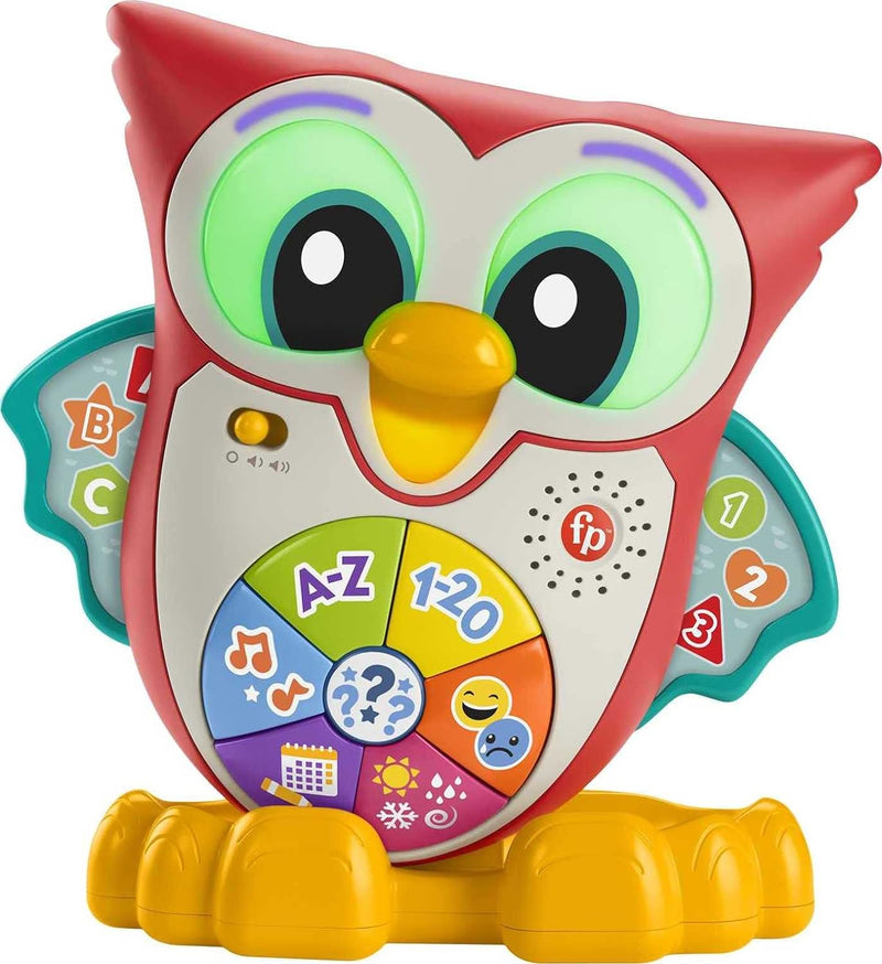 Fisher-Price - BlinkiLinkis Schlaue Eule, Englische Version, interaktives Lern-Spielzeug mit Musik,