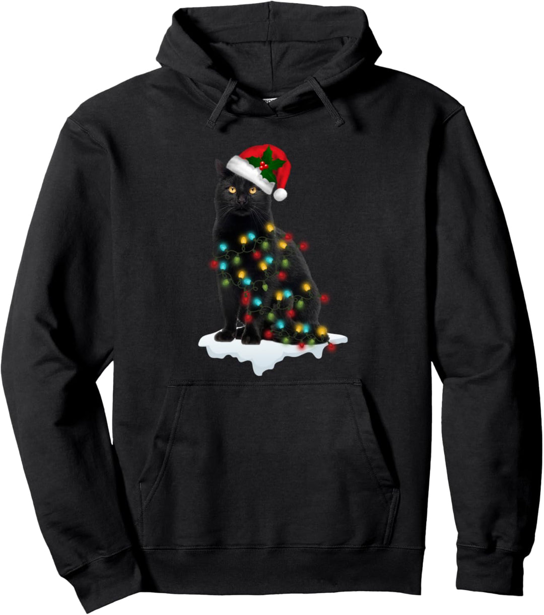Lusitg Santa Kater Xmas Katze Black Cat Lover Geschenk Pullover Hoodie