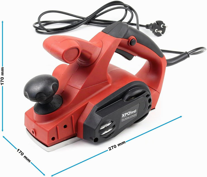 Wiltec Elektrohobel 710W, Hobelbreite 82 mm, Spantiefe 3 mm, inkl. Parallel-/Falztiefenanschlag, Spa
