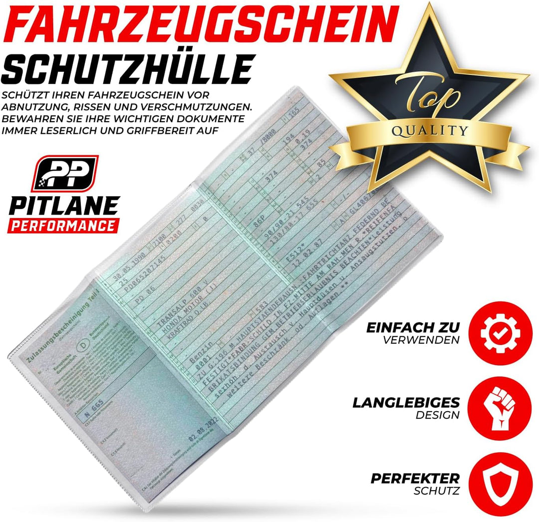 2 Stück Premium Fahrzeugscheinhülle für KFZ-Zulassungspapiere Etui Hülle Transparente Fahrzeugpapier