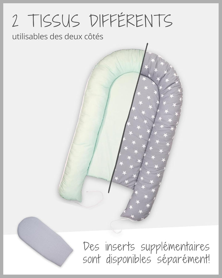 ULLENBOOM ® Babynest & Kuschelnest (55x95 cm) Blau Hellblau (Made in EU) - Baby Nestchen aus Baumwol
