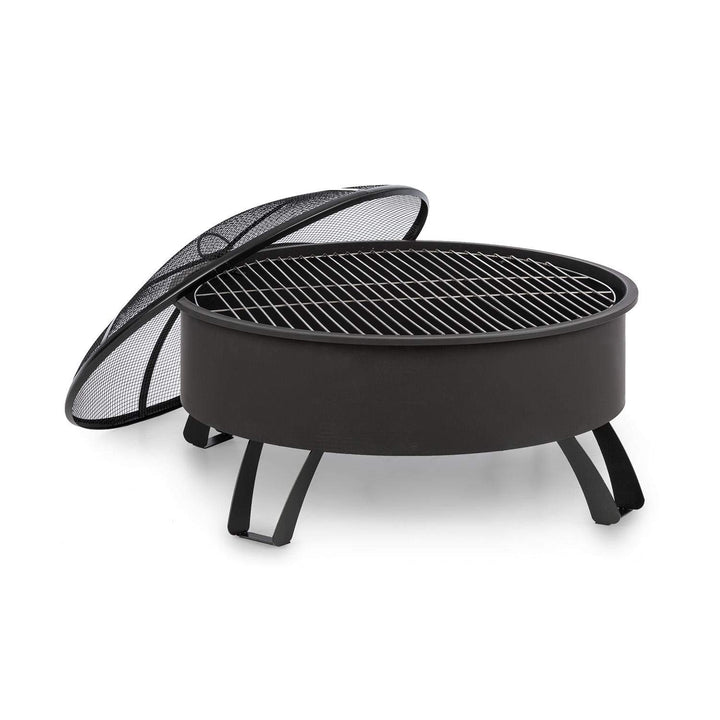 Blumfeldt 2-in-1 Feuerschale - Ø 75 cm Grill, Abnehmbarer Funkenschutz, Ø 68 cm Grillrost, FireView