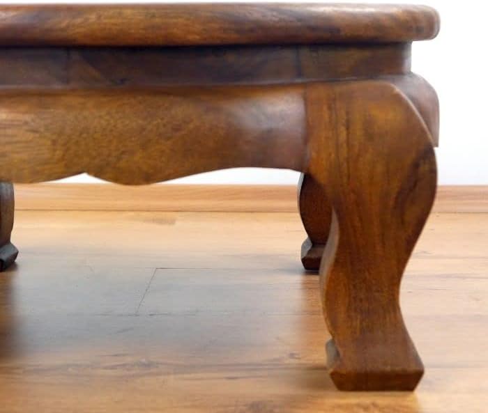 livasia Runder Opiumtisch, Beistelltisch aus Massivholz, Couchtisch, Nachttisch Braun 50cm, Braun 50